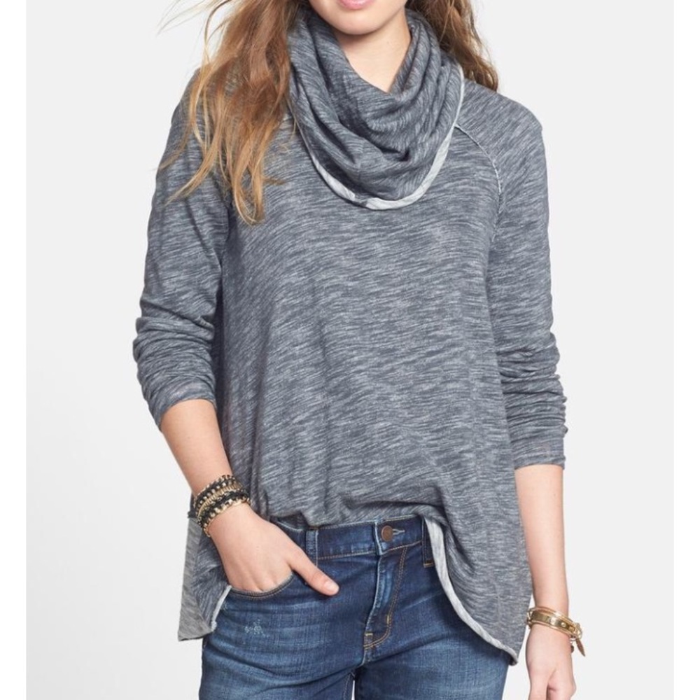 Free People Beach Cocoon Cowl Neck Charcoal